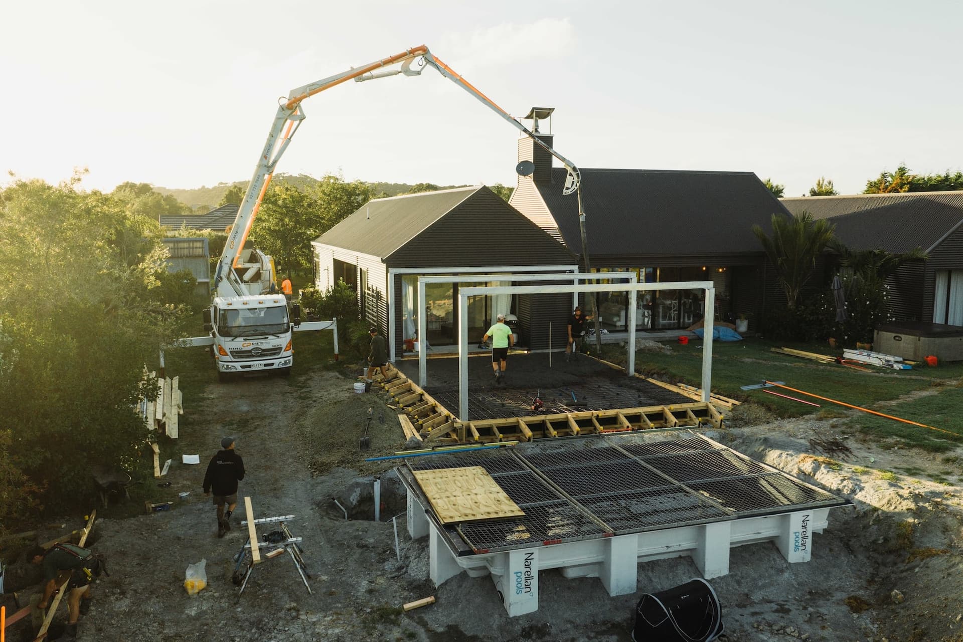 Mangawhai Heads outdoor living - pool & concrete