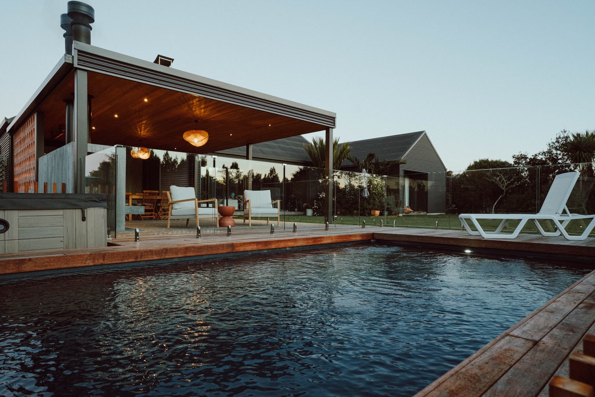 Mangawhai Heads outdoor living - plunge pool and timber deck